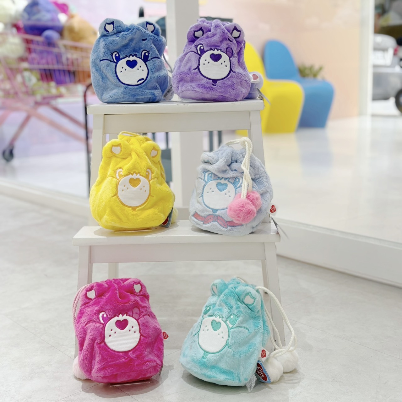 CARE BEARS 彩虹熊 大頭 表情 束口袋 泰國 代購