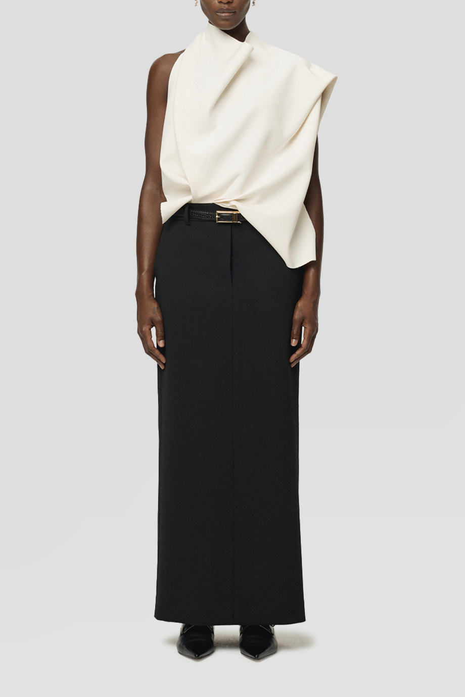 RECTO｜DRAPED 垂墜掛脖拼接裙身洋裝