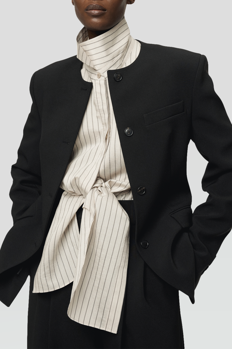 RECTO｜LAYER 雙層結繫設計條紋襯衫