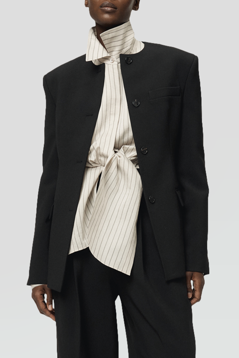 RECTO｜LAYER 雙層結繫設計條紋襯衫