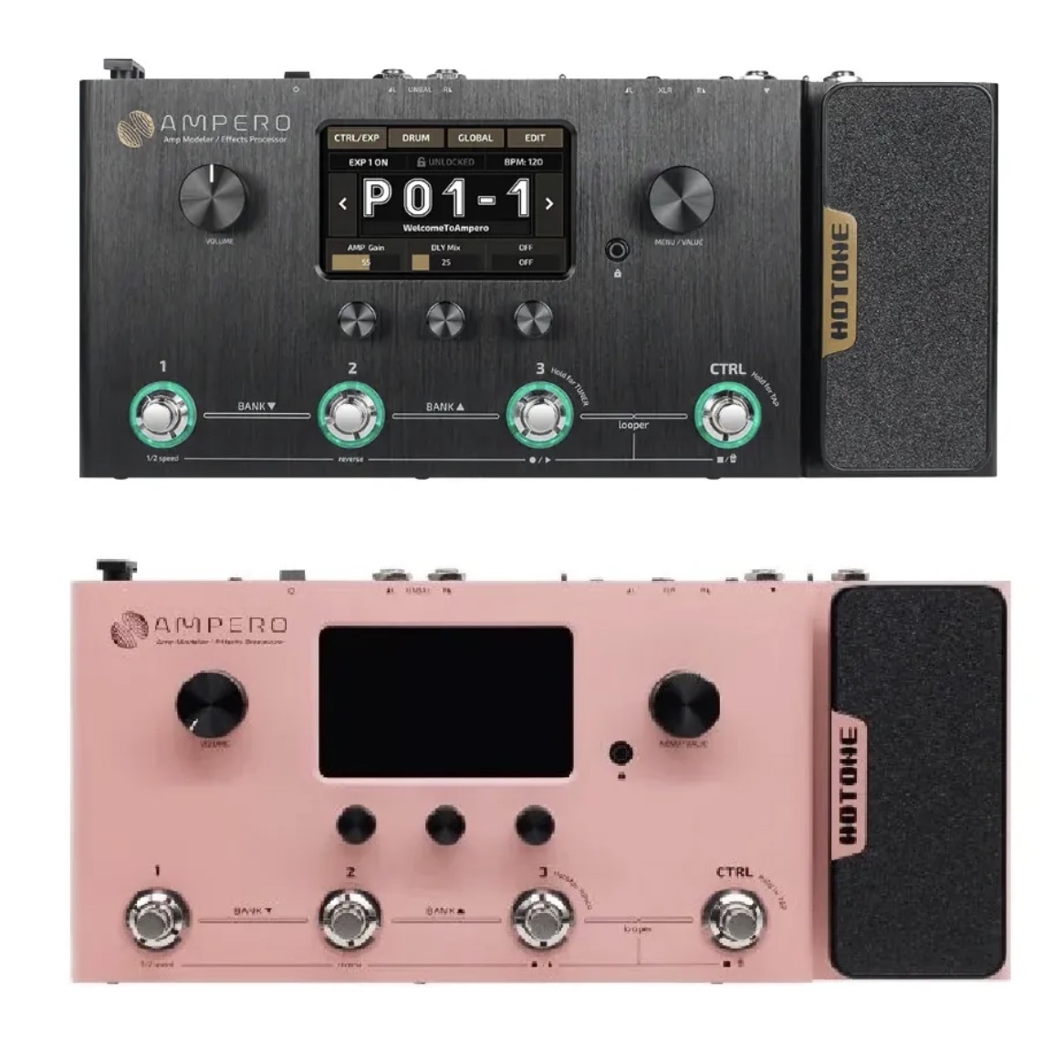 Hotone 綜合效果器Ampero 黑色粉紅色