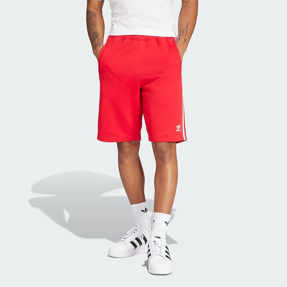 ADIDAS 短褲 3-STRIPE SHORT 紅 三線 休閒 棉短褲 男 IM9425