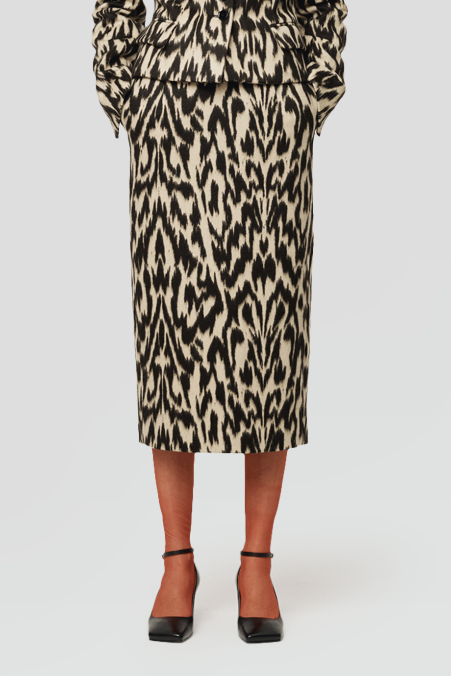 RECTO｜LEOPARD 豹紋羊毛直筒長裙