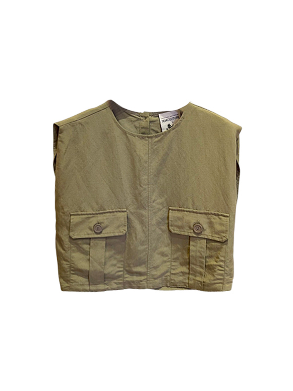 Semicouture  雙口無袖上衣(橄欖綠)