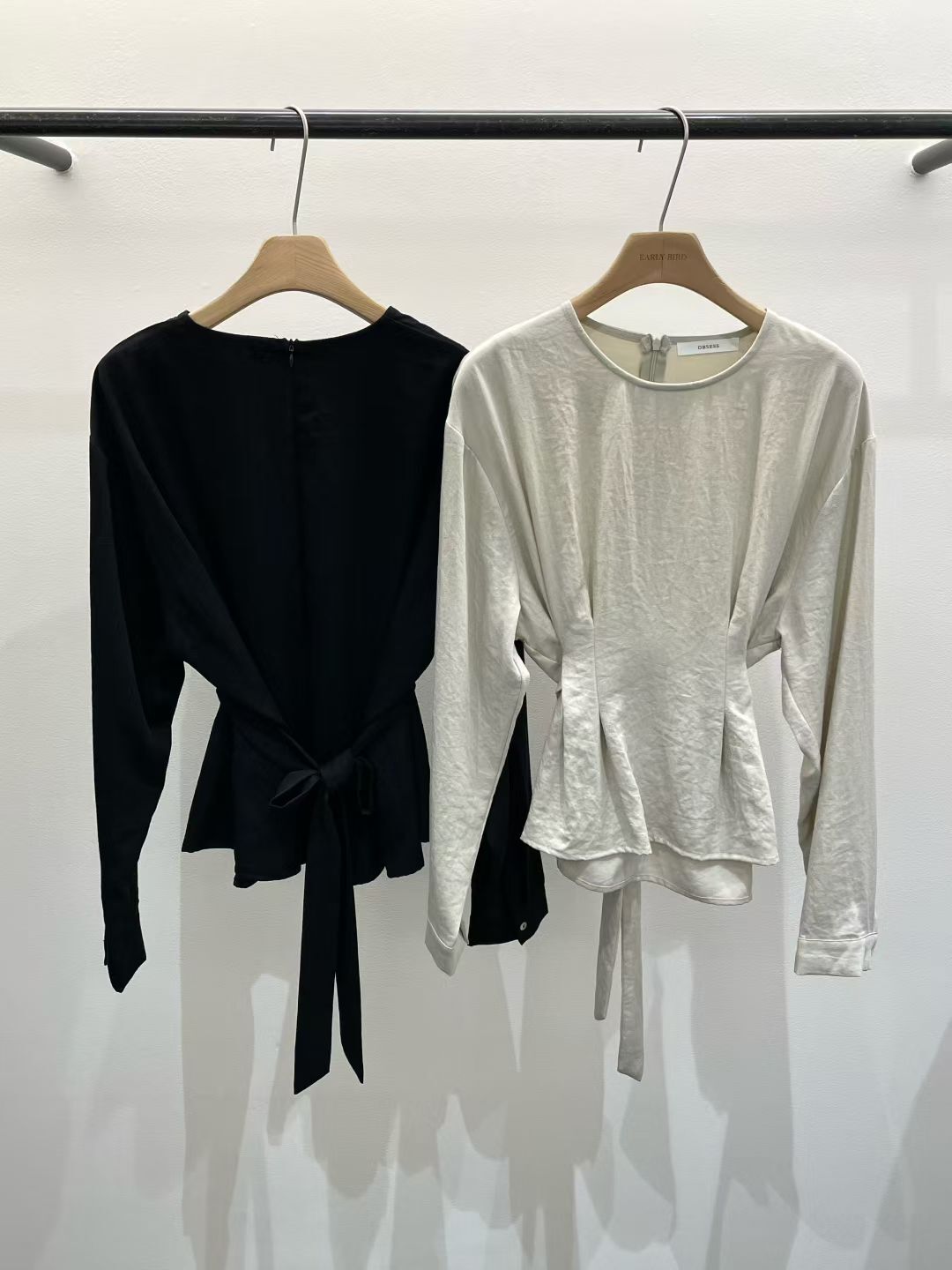 OB5027 收腰皺褶綁腰帶長袖上衣 *特價* (優惠碼同充值購物金不適用)