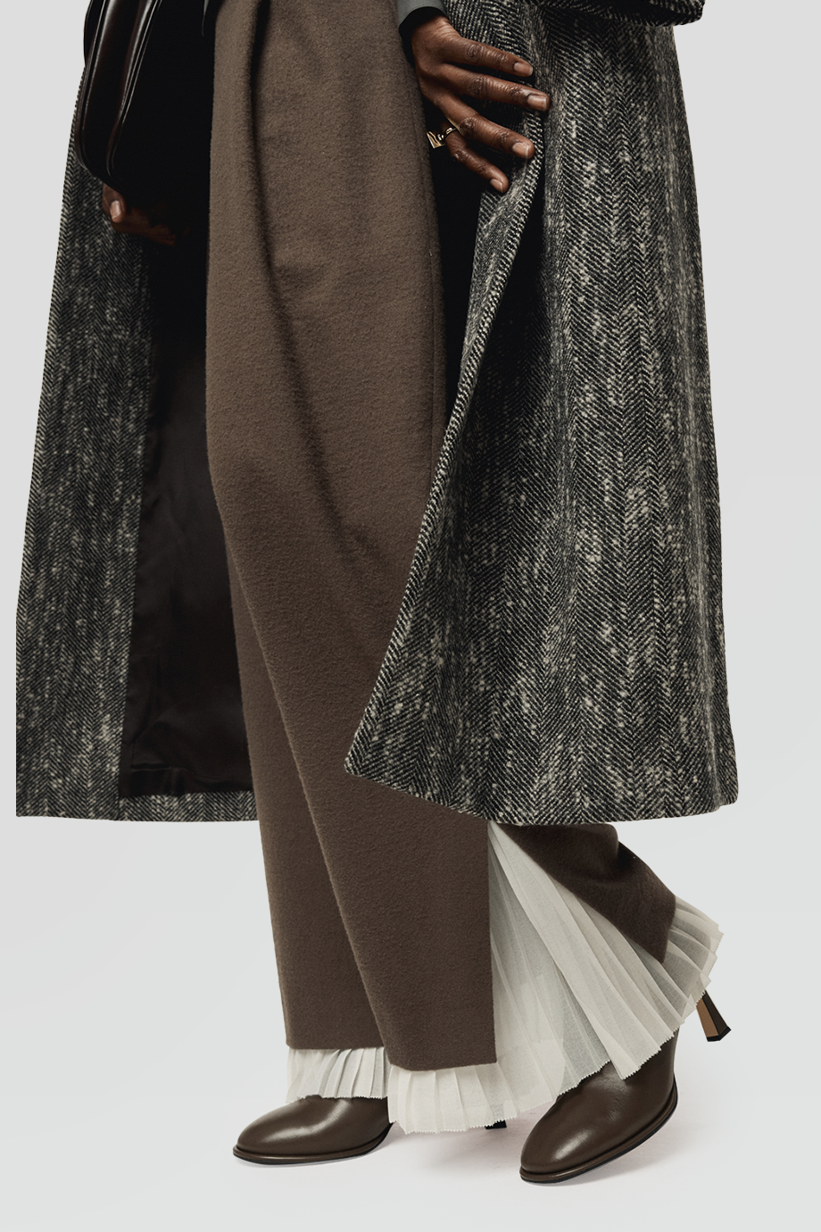 RECTO｜PLEATS 百褶拼接層次羊毛寬褲