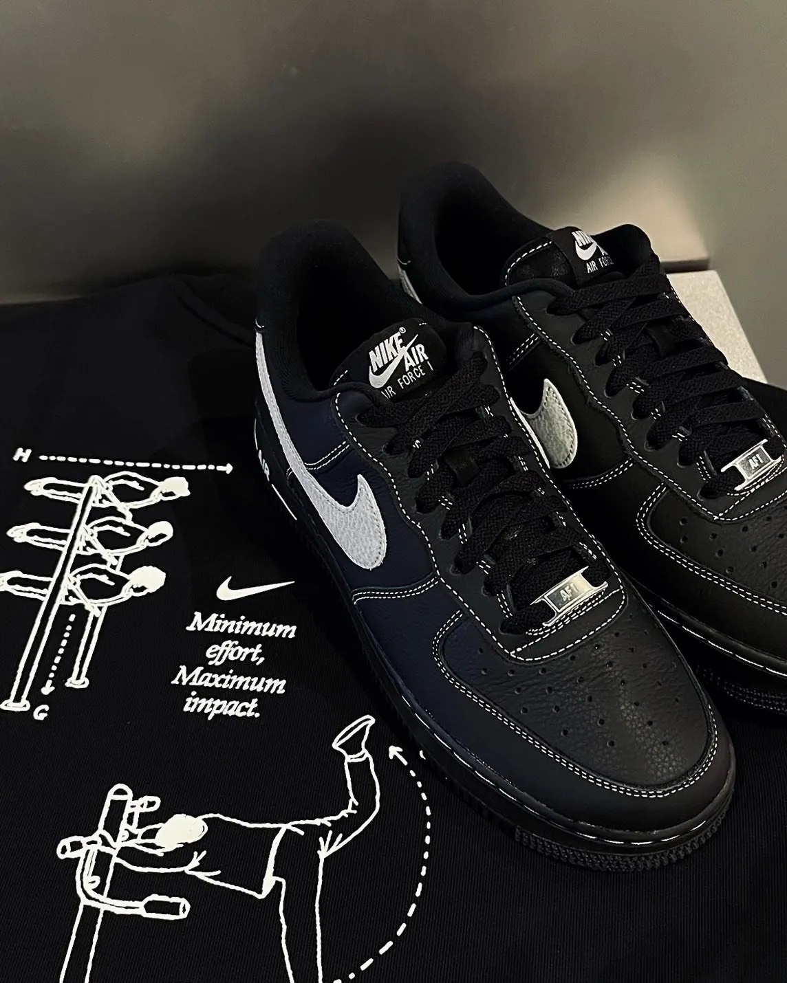 "代購" NIKE AIR FORCE 1 LOW 黑魂 白縫線 All black HQ2037-006