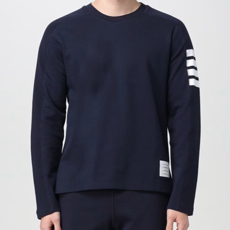 1XY0911-001 THOM BROWNE Cotton 4-Bar T-shirt Navy #MJS245A07323 415 (BR)