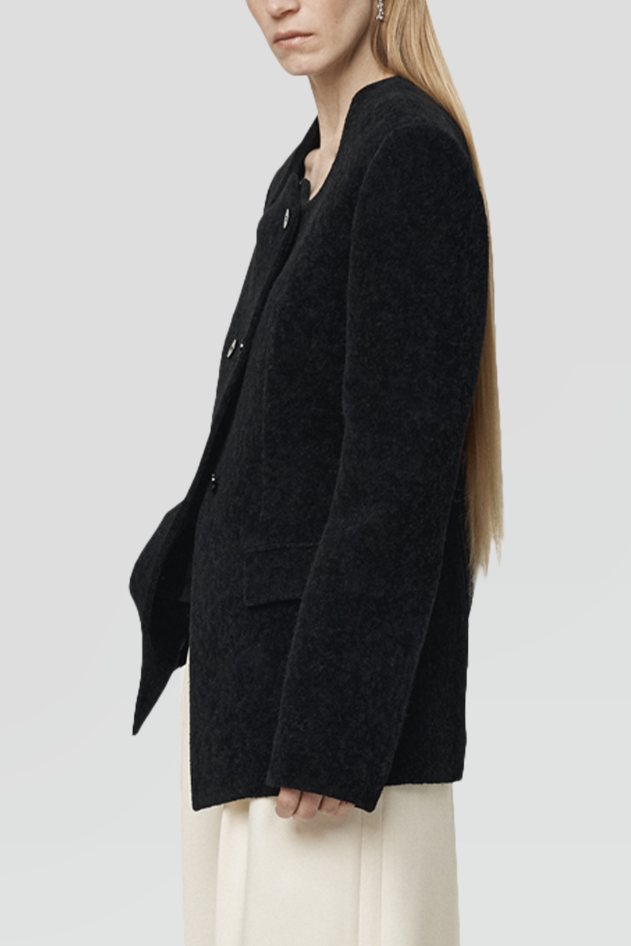 RECTO｜SIGNATURE 弧形領口排釦長版外套