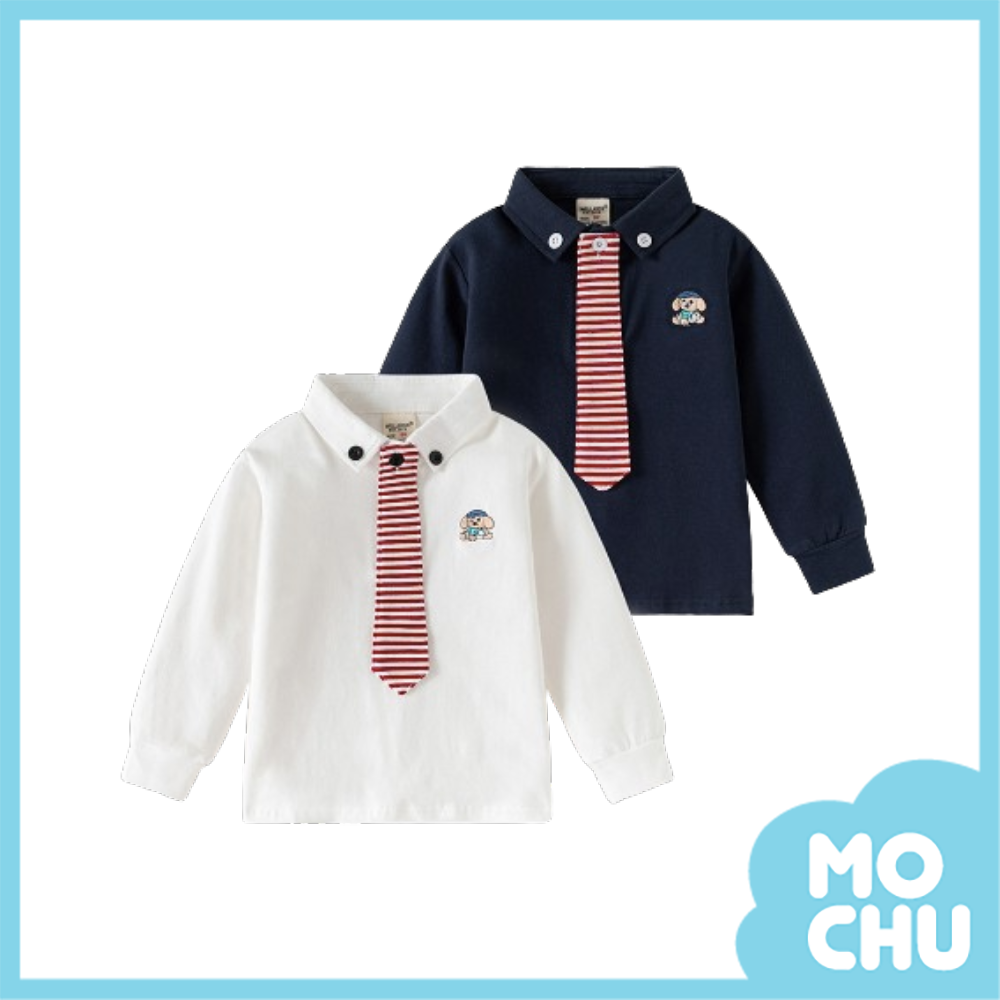 紅條領帶polo長袖上衣(二色)