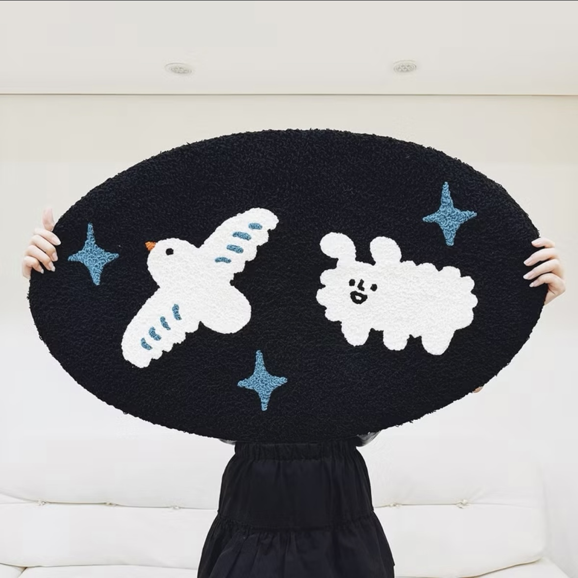 鳥和雲 地墊 地毯｜右手超人