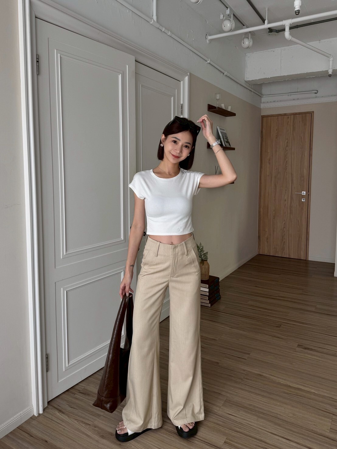 側口袋微喇叭西裝寬褲