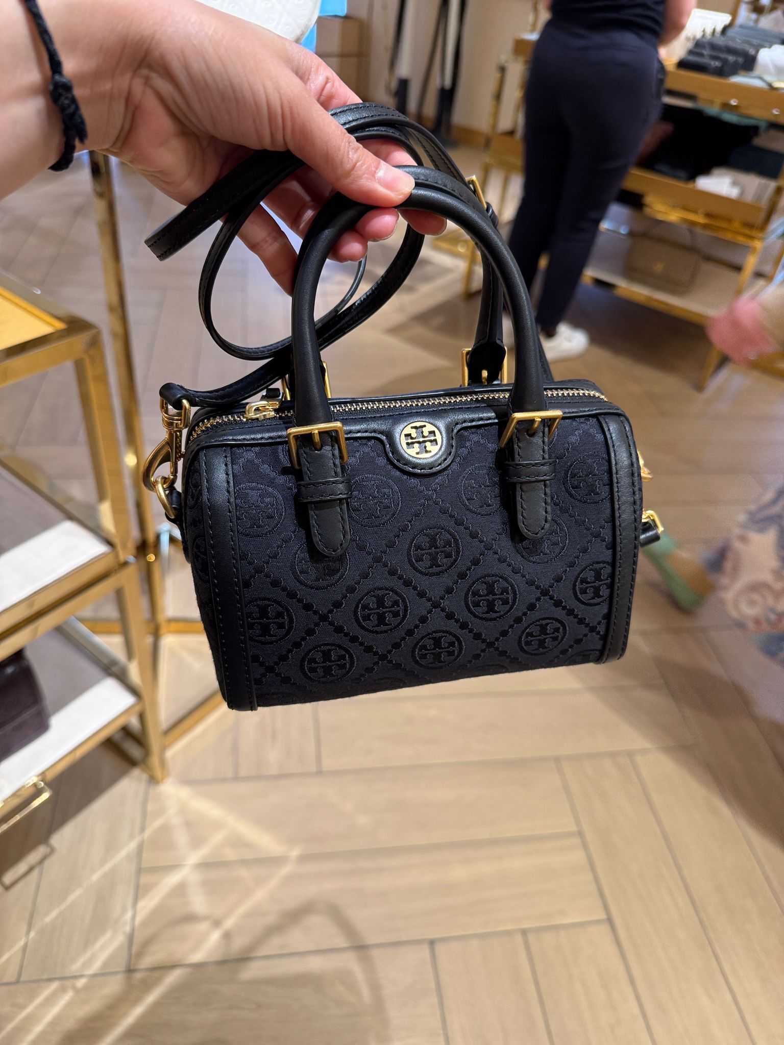 Tory Burch T Monogram Petite Boston bag black