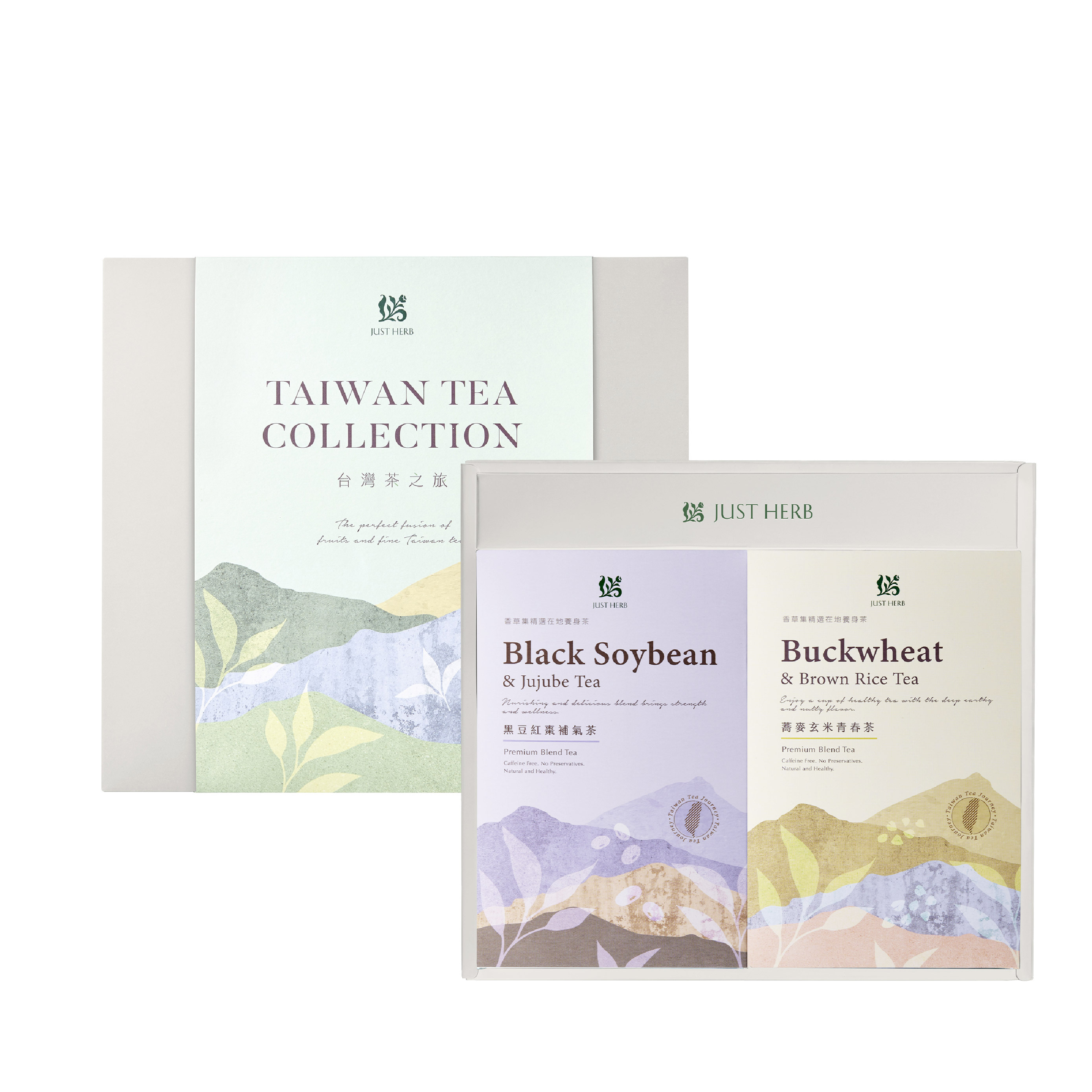 台灣茶之旅：黑豆紅棗補氣茶+蕎麥玄米青春茶(附禮盒提袋)