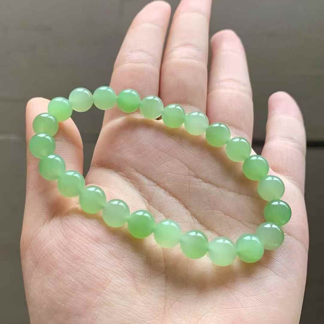 和田玉翠青手串 (8mm直徑),天然和田玉軟玉