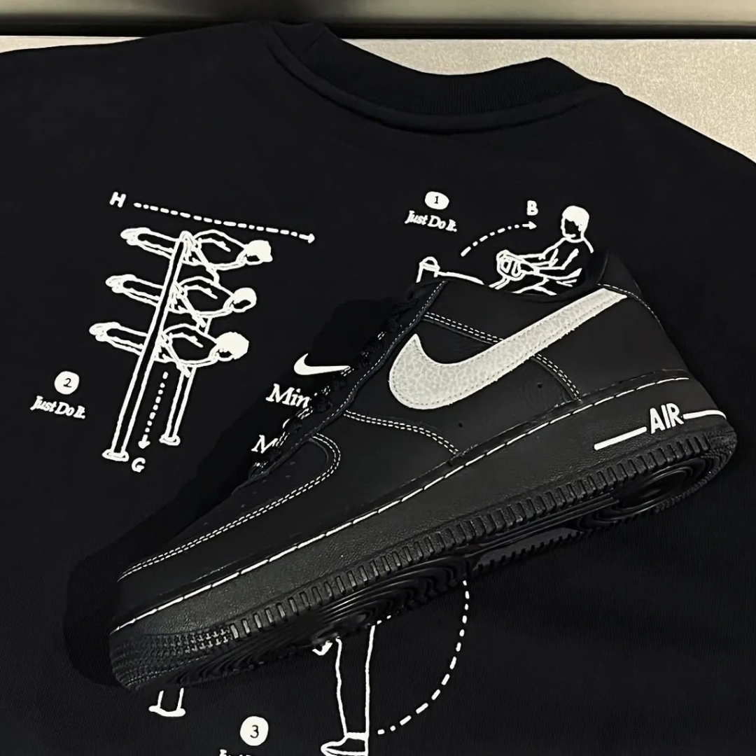 "代購" NIKE AIR FORCE 1 LOW 黑魂 白縫線 All black HQ2037-006