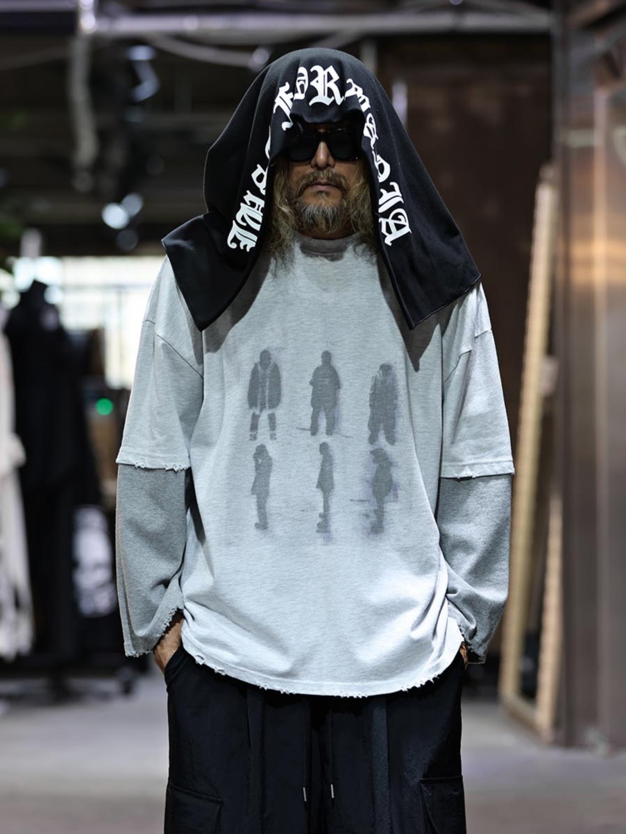 (韓國獨家特價) 剪影印花疊層長袖T恤