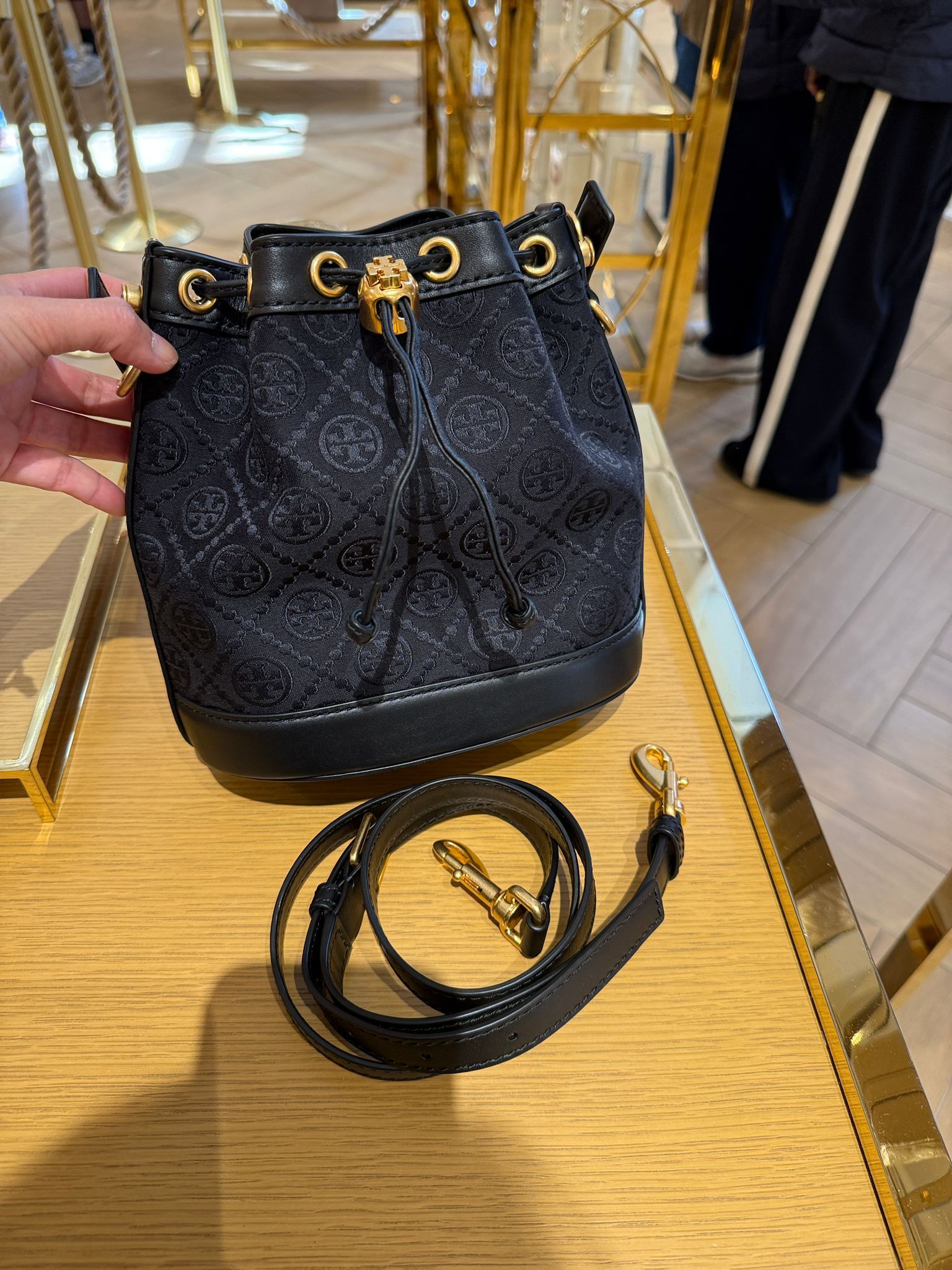 Tory Burch T Monogram Bucket bag black
