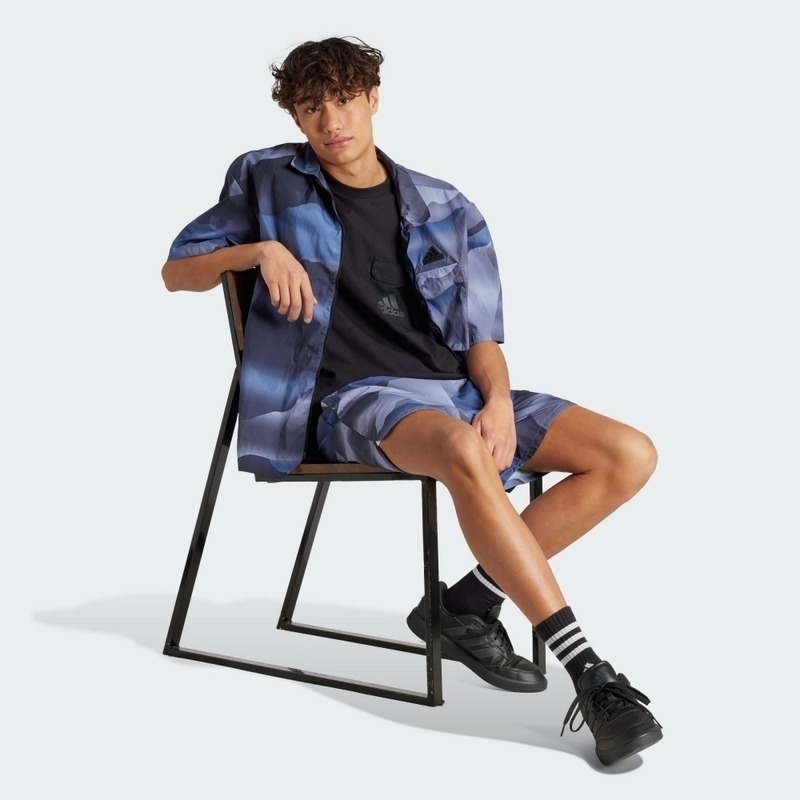 ADIDAS 短褲 M CE Q2 SHO 藍色 迷彩 防潑水 運動 休閒短褲 男 IS3338