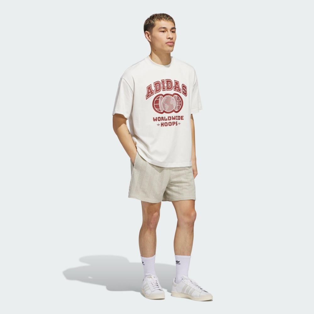ADIDAS 短T WORLDWIDE HOOPS 白色 紅LOGO 短袖 中性 JC5859