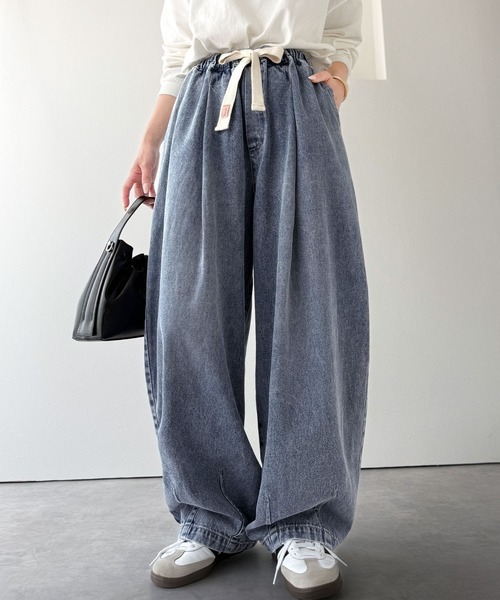 日本🇯🇵連線 JAVA 腰部抽繩繭型單寧牛仔褲 繭型褲 丹寧 牛仔褲 寬褲 抽繩 長褲 落地褲 休閒 4色(任買兩件711免運)/預購