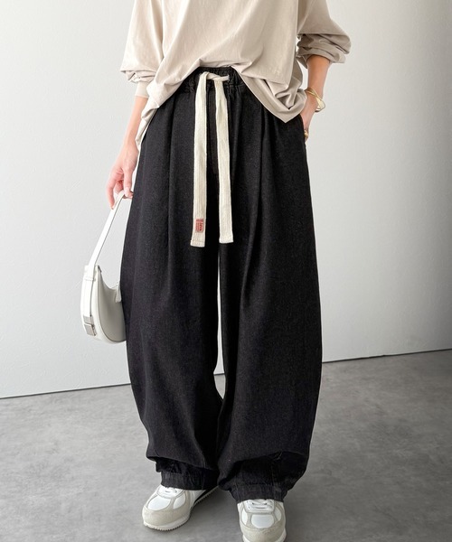 日本🇯🇵連線 JAVA 腰部抽繩繭型單寧牛仔褲 繭型褲 丹寧 牛仔褲 寬褲 抽繩 長褲 落地褲 休閒 4色(任買兩件711免運)/預購