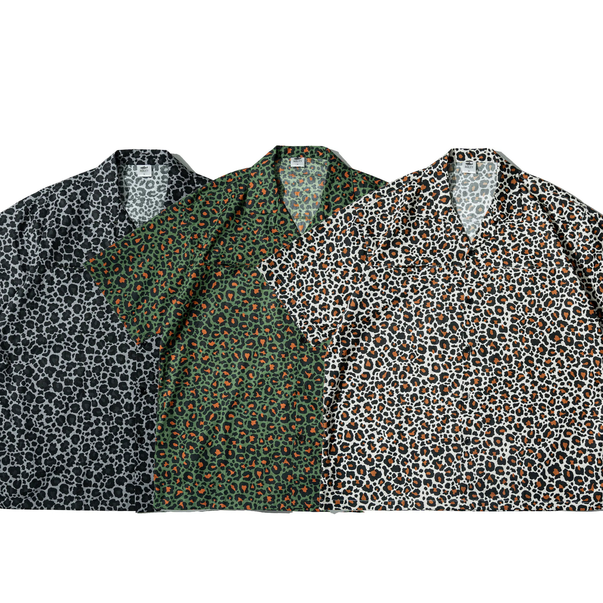 【車庫服飾】AGILITY Leopard Print Cuban Collar Shirts [LS06]