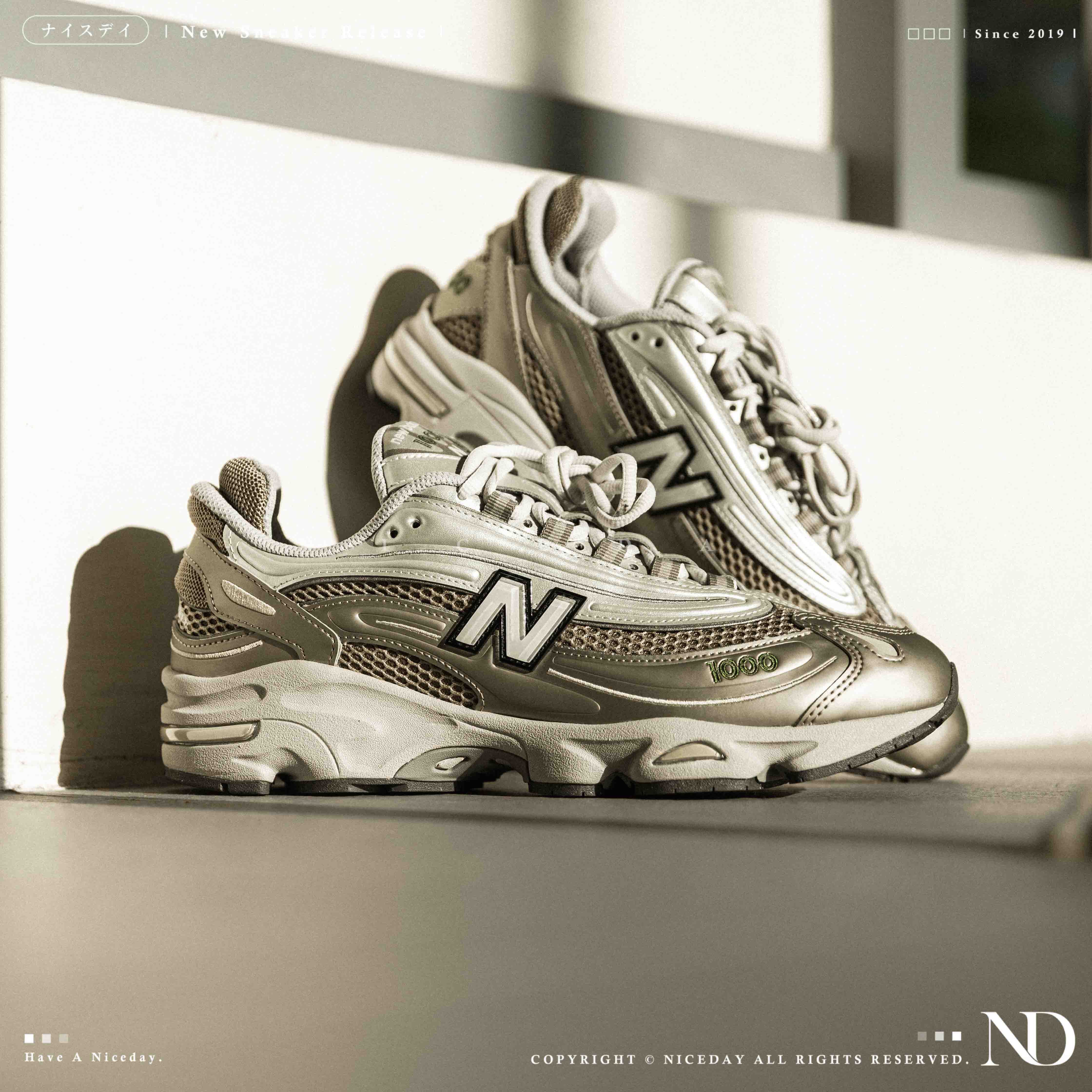 NICEDAY 現貨 New Balance 1000 金屬 棕 灰 金色 千禧年 拼接 灰底 復古 慢跑 男鞋 M1000N