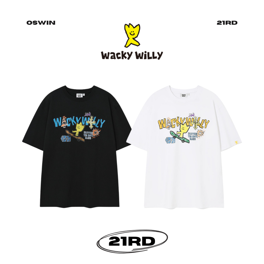 韓國 Wacky Willy 小飛人 漫畫風塗鴉滑板 短袖上衣