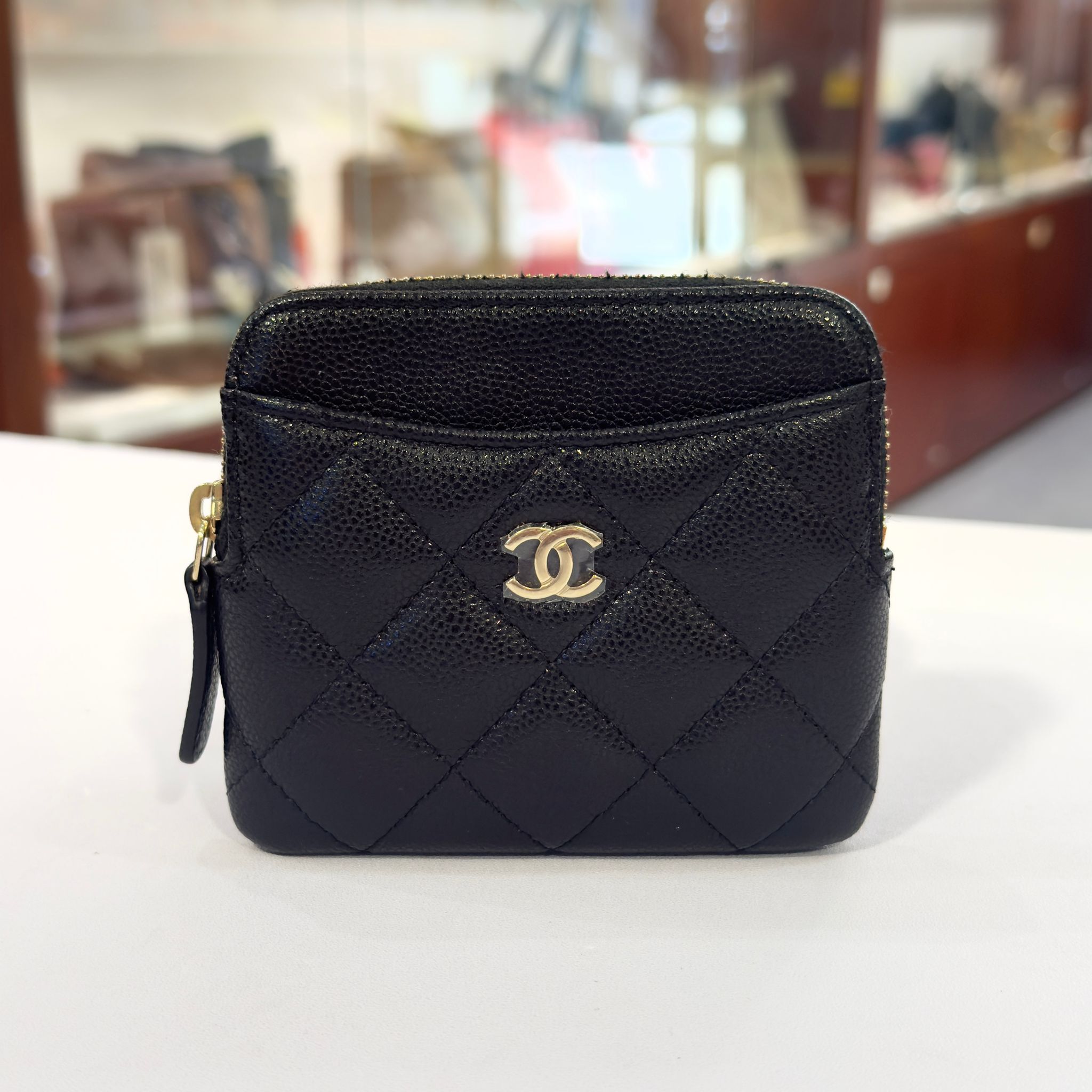 全新CHANEL零錢包 黑色荔枝皮淡金 AP2061 短身拉練款銀包 #BRAND NEW #香榭站正品