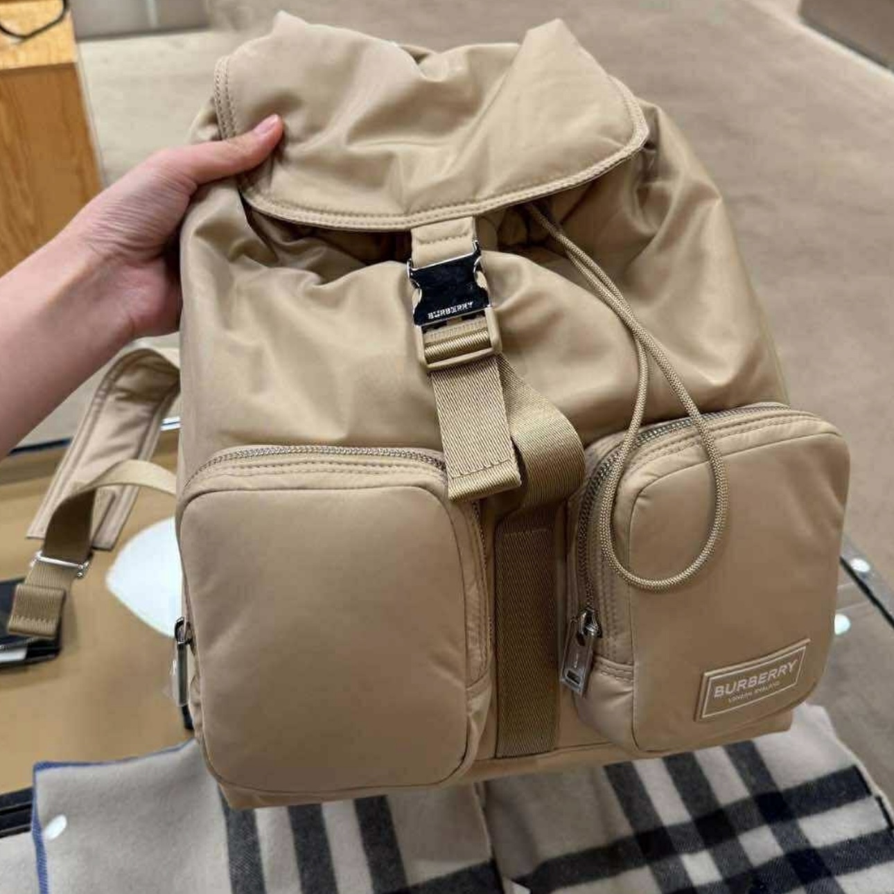 Burberry small rucksack gold honey