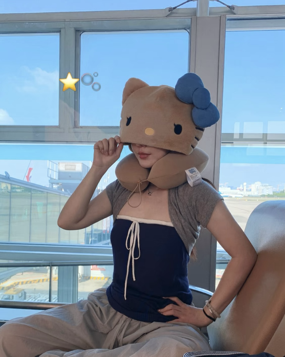 Hello Kitty x TBH野獸派 旅行三件組 連帽U型枕 豹紋毛毯 帆布袋 黑皮 凱蒂貓