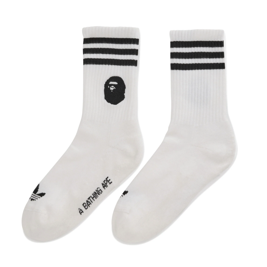 【 adidas x Bape CREW SOCKS 中筒襪 - 白 】