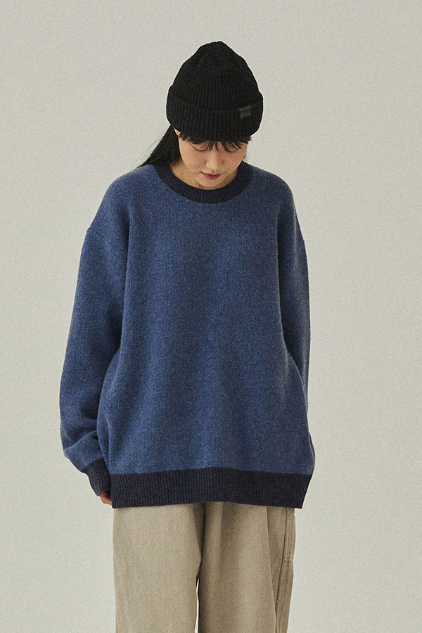 KAPPY DESIGN - RINGER 圓領羊毛針織衫（藍色）