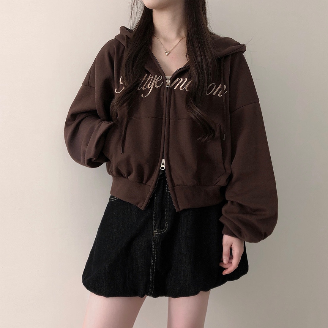 【優惠預訂】韓國刺繡Prettye Motion雙拉鍊外套（5色）