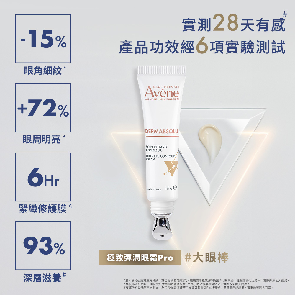 Avene雅漾極致彈潤眼霜Pro 改善暗沉 大眼棒