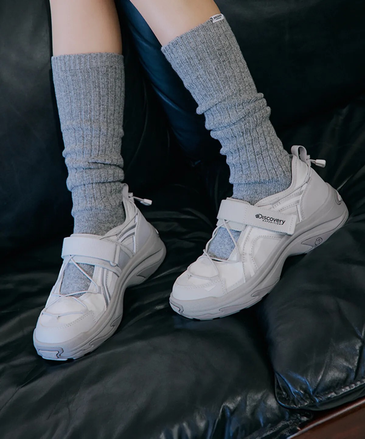 【OWN】Discovery EXPEDITION 瑪麗珍鞋 休閒 運動 涼拖鞋 Wave Jane 高允貞同款 女生 白灰