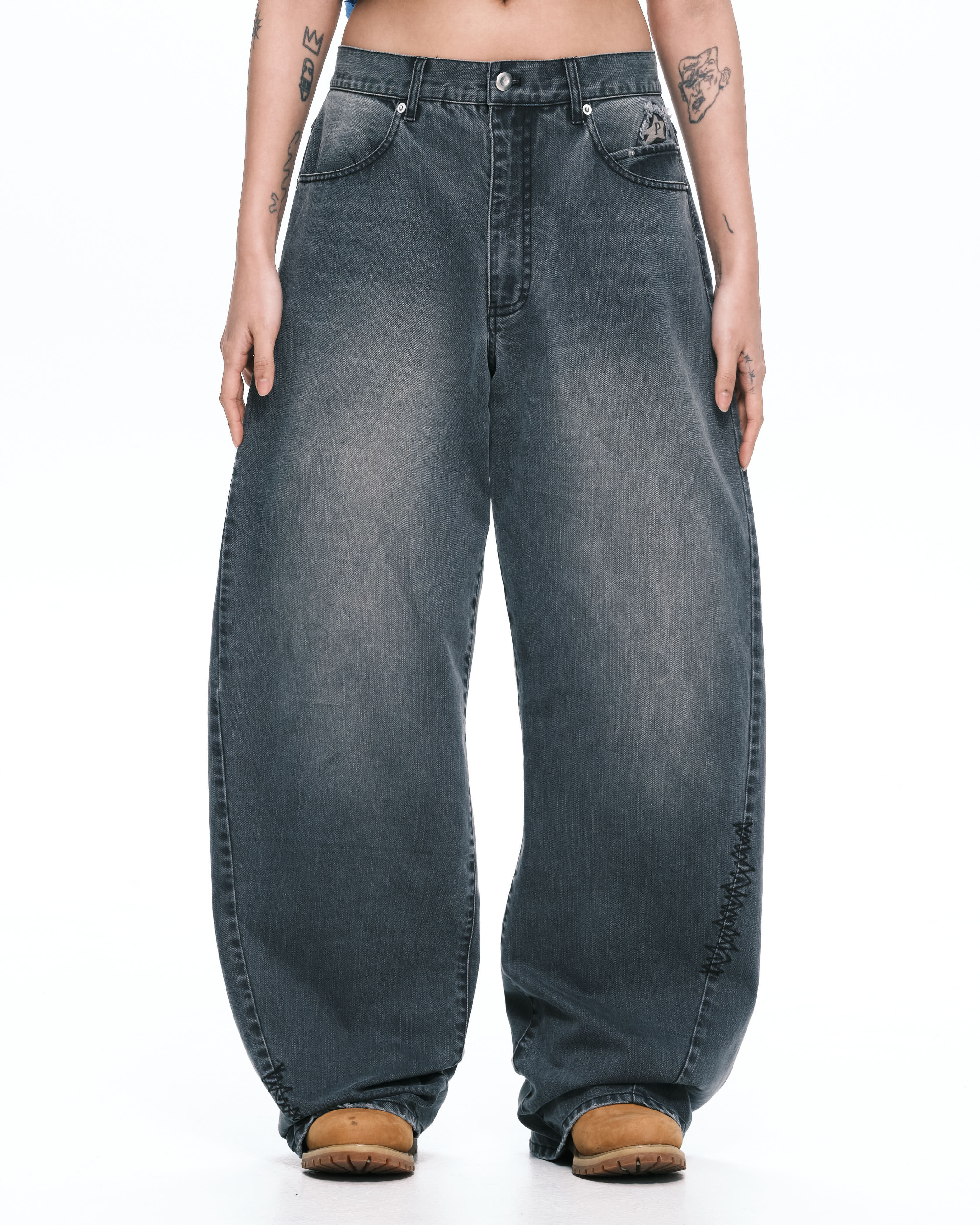 PLATEAU STUDIO｜Curvy work pant (Washed grey)