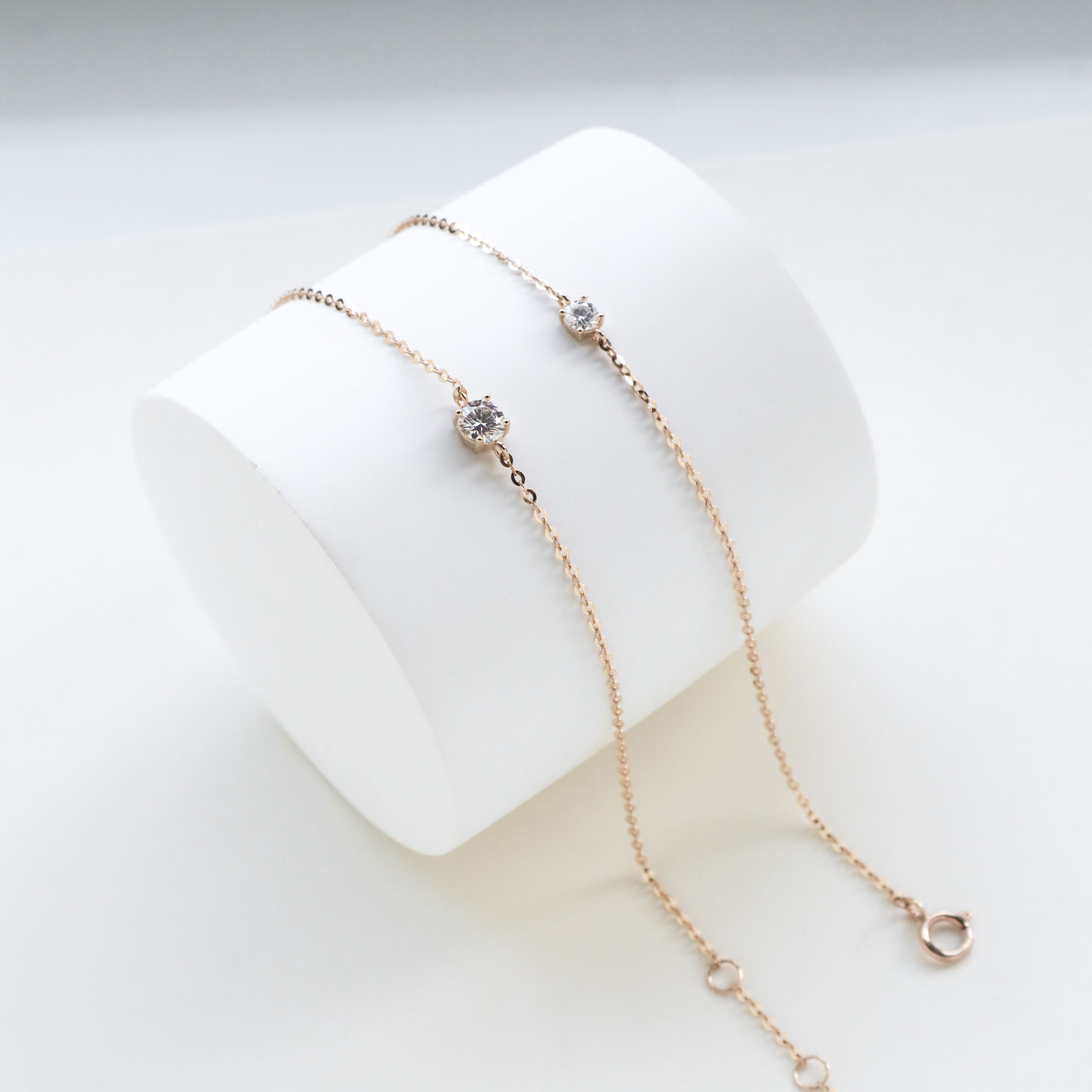 10K/簡約單顆莫桑鑽手鍊