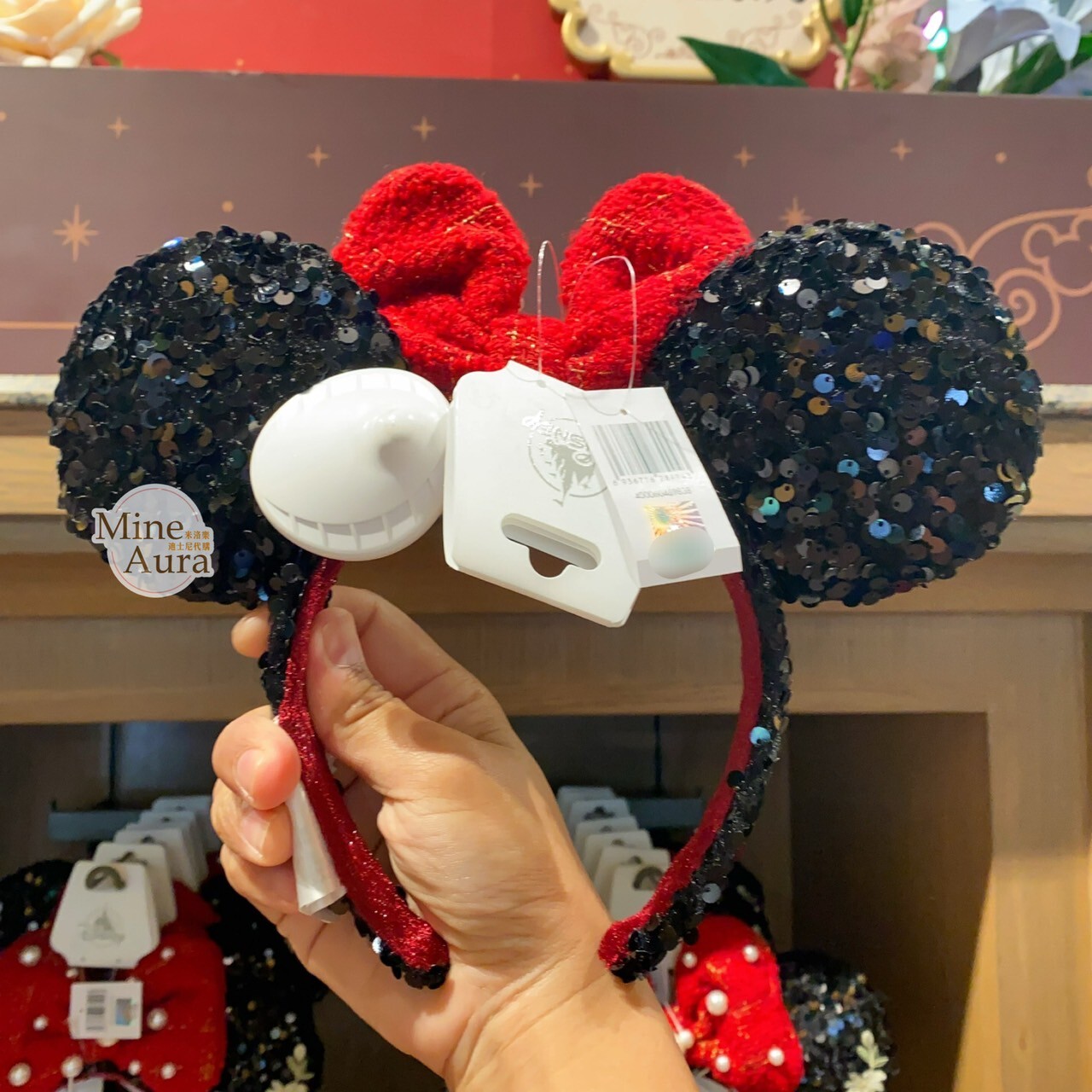 米奇和朋友們 摩登上海系列 米妮 Minnie 立體耳朵 亮片 造型 髮圈 髮箍 -上海迪士尼樂園