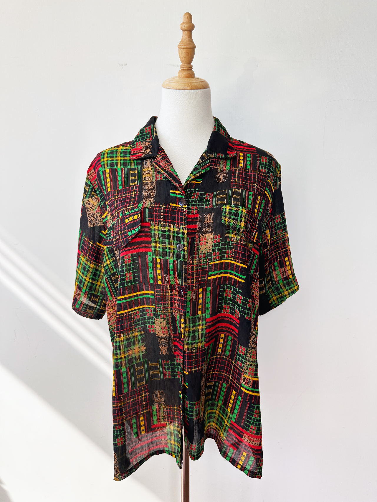 黑色手繪感條紋古著上衣