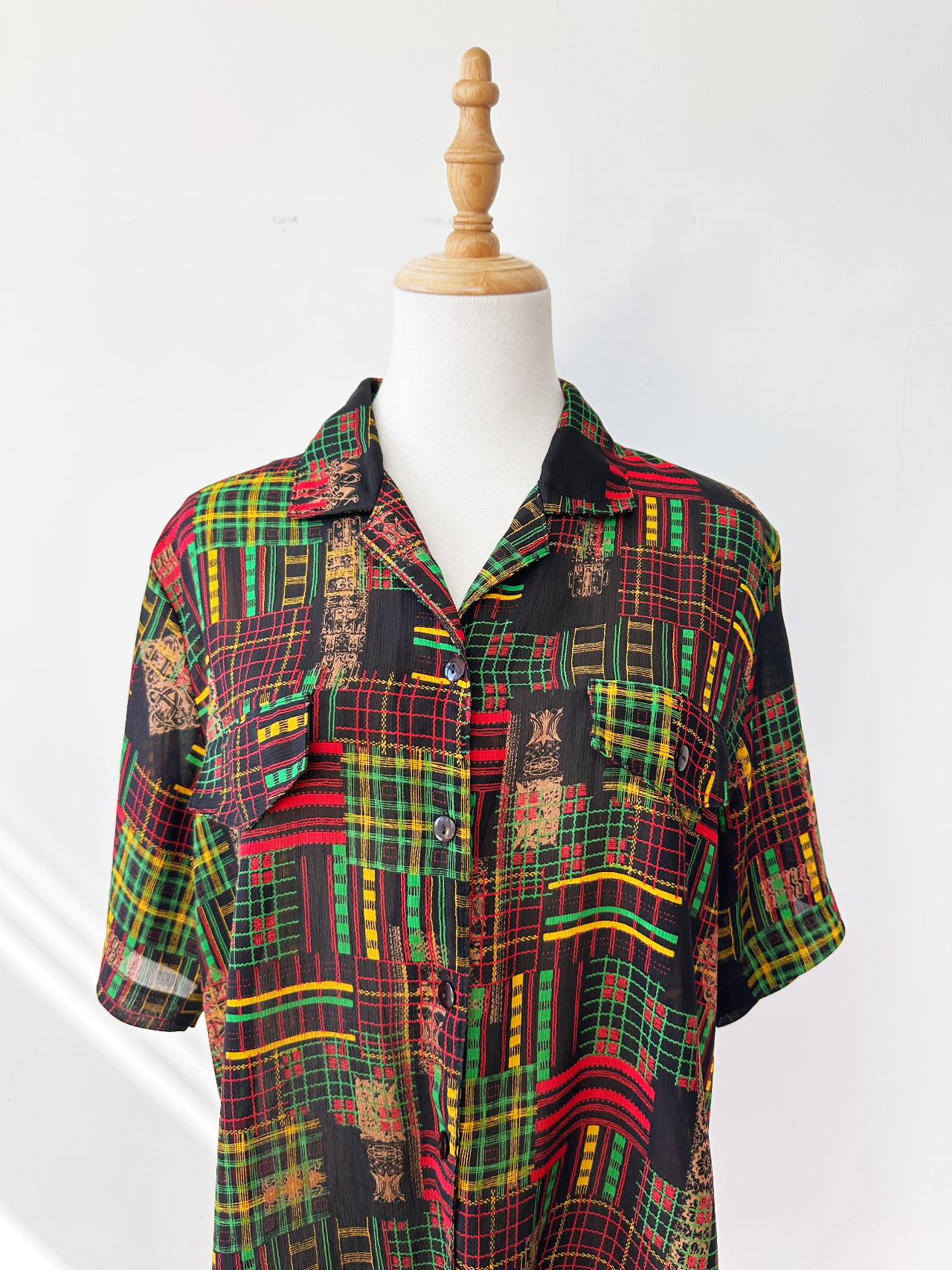 黑色手繪感條紋古著上衣