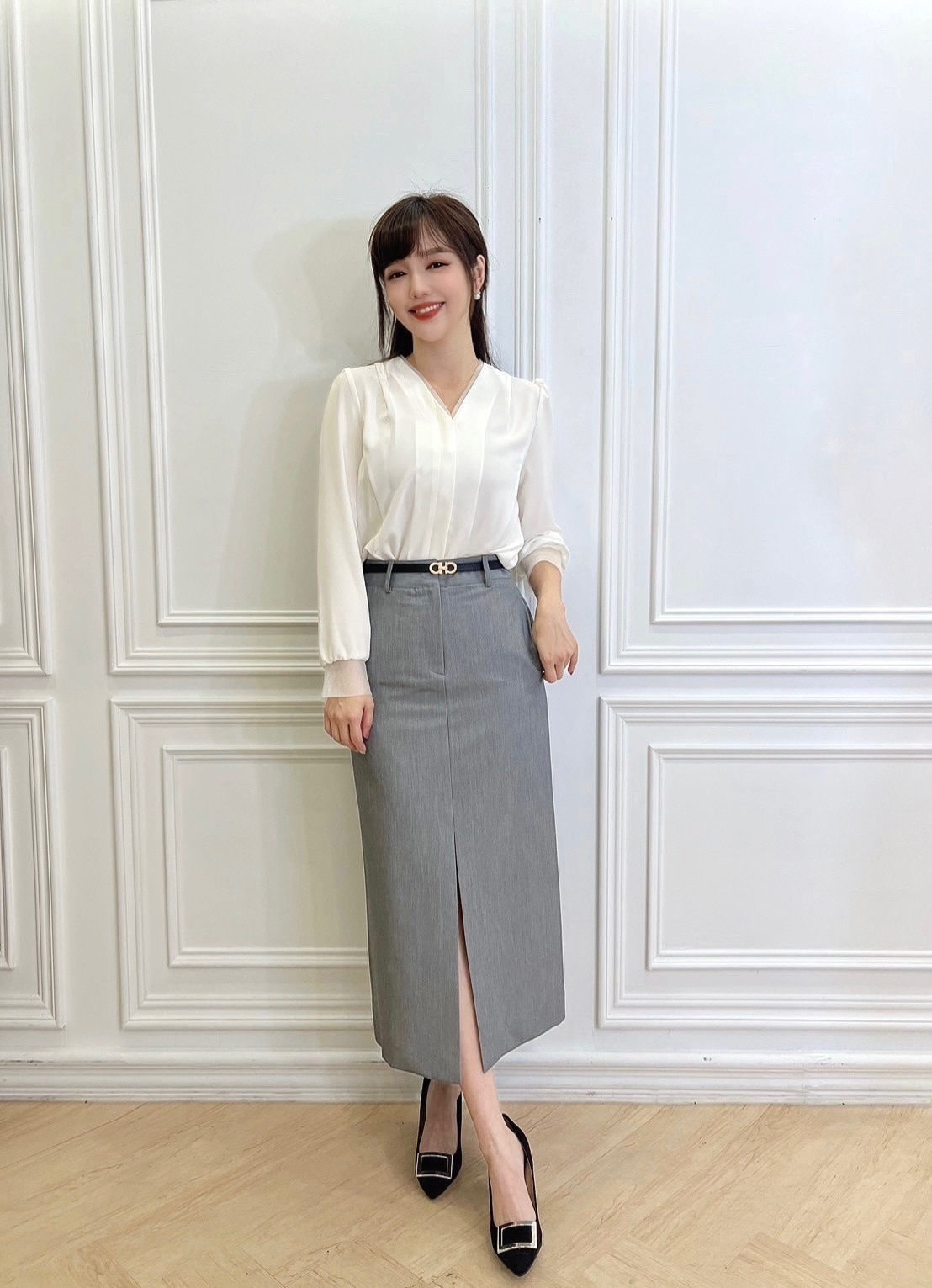 (JS)絕美領透紗襯衫