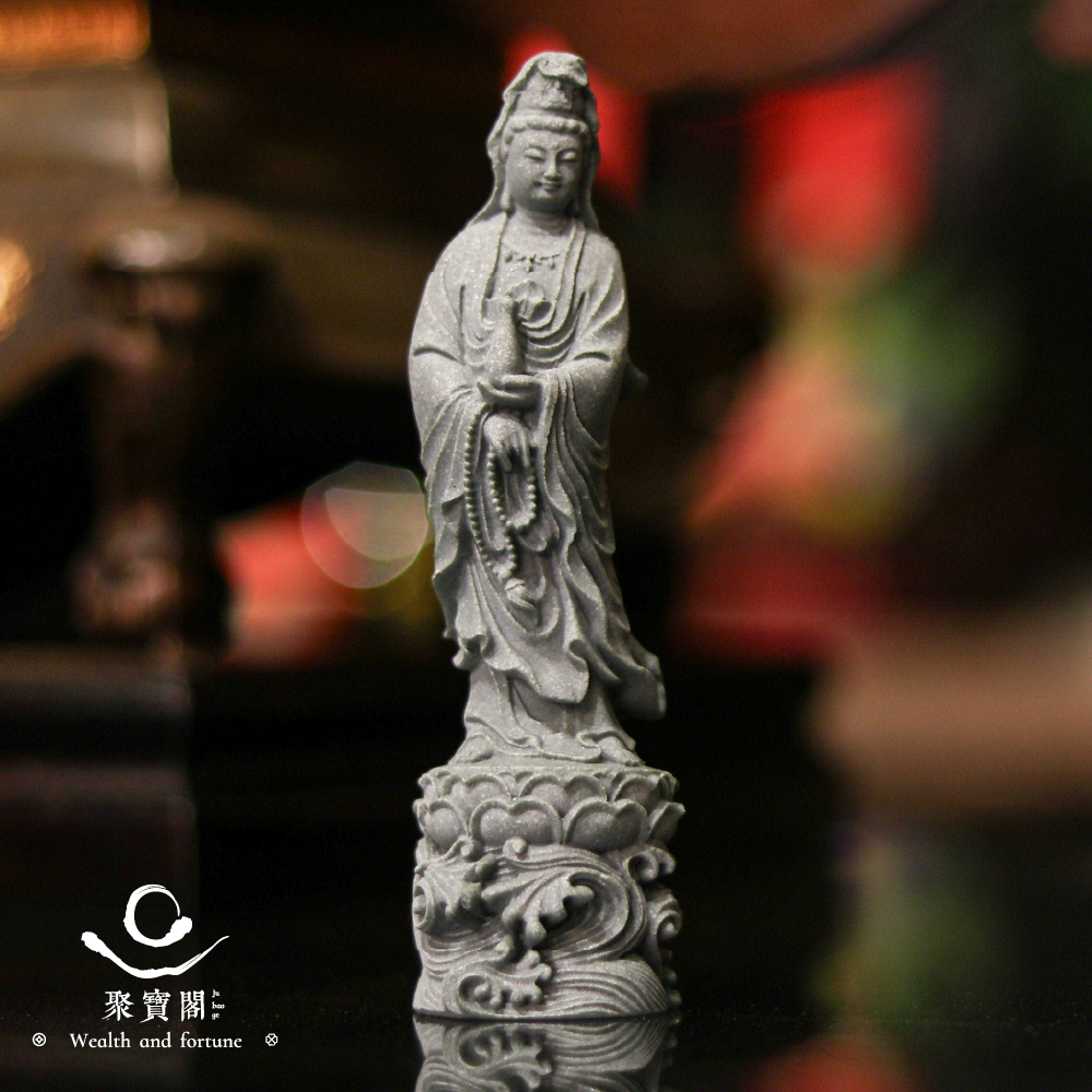 觀音菩薩擺件｜渡海淨瓶觀音｜消 災解厄｜淨化煩惱｜青砂石【綵金殿】