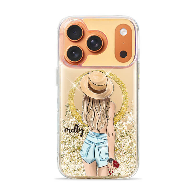 個性女孩 (MagSafe磁吸) 閃耀金鏡面殼 - (訂製名字) iPhone客製化手機殼