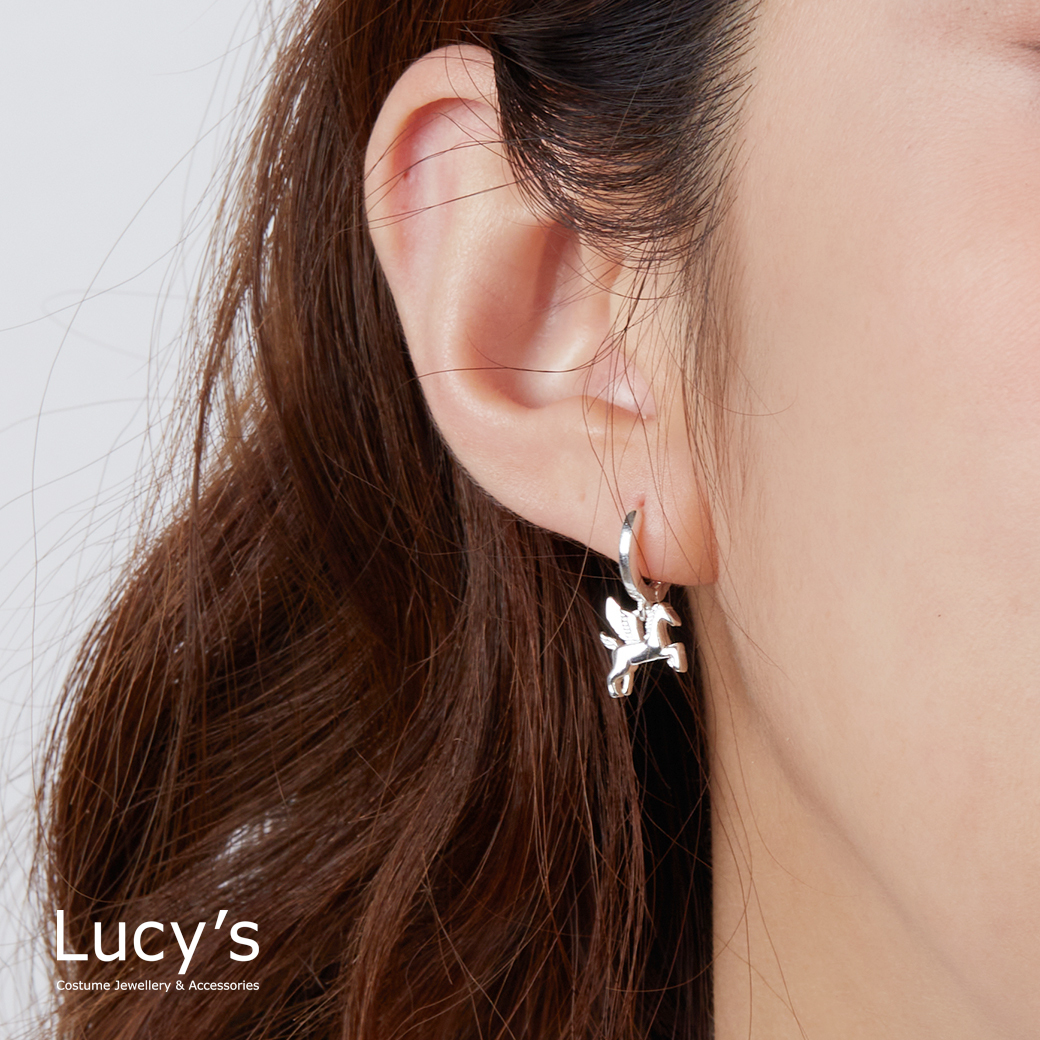 925純銀 獨角獸 易扣耳環 (123608)