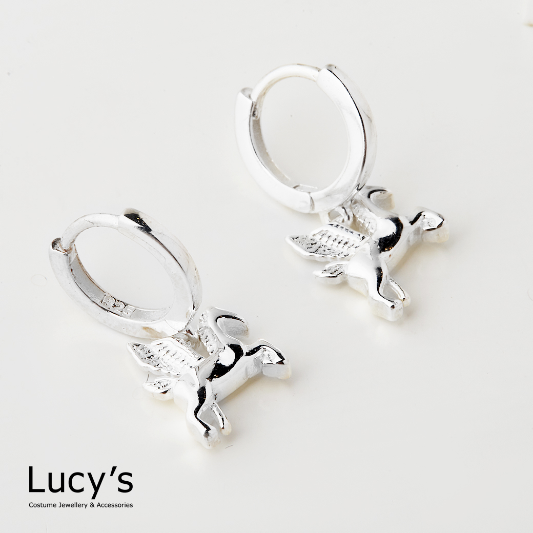 925純銀 獨角獸 易扣耳環 (123608)