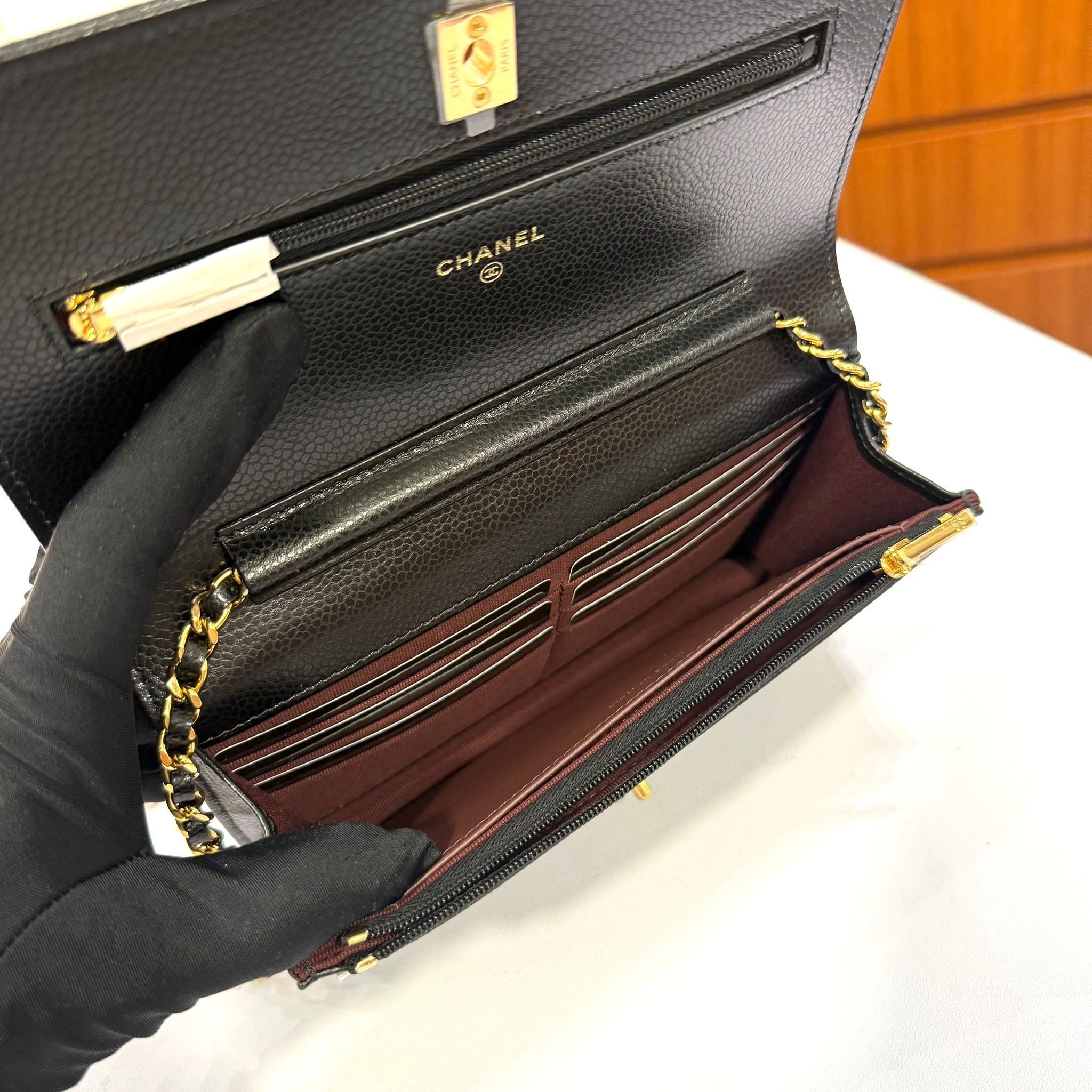 全新CHANE WOC AP3688 黑色荔枝皮金扣 SHOULDER BAG #BRAND NEW #香榭站正品