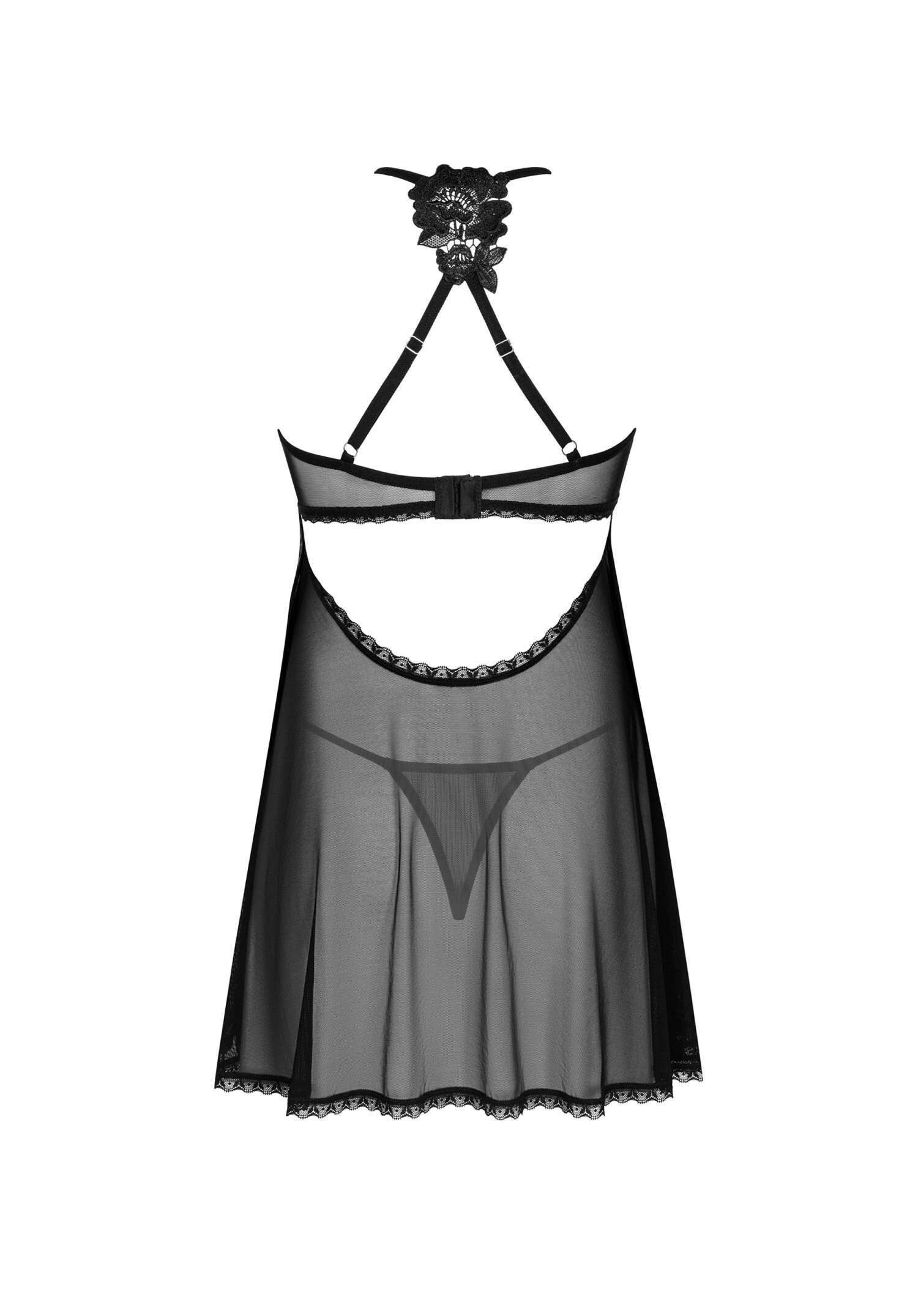 Obsessive - Latinesa 簡約花卉裝飾透視睡裙套裝 (XS/S/M/L/XL/XXL)