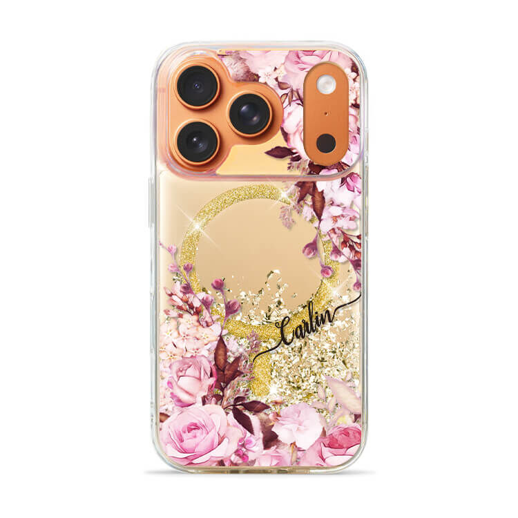 法式玫瑰 (MagSafe磁吸) 閃耀金鏡面殼 - (訂製名字) iPhone客製化手機殼